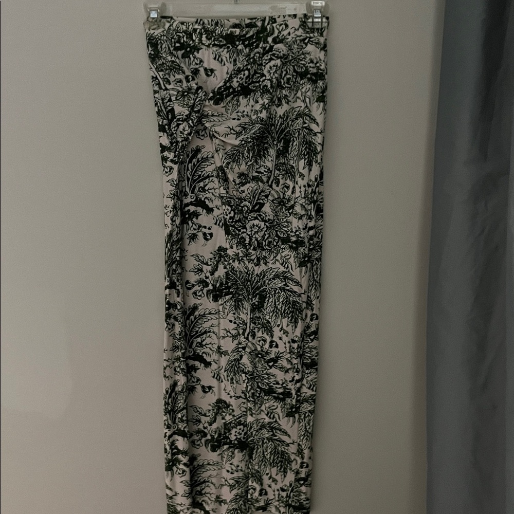 Floral Maxi Skirt in green and cream